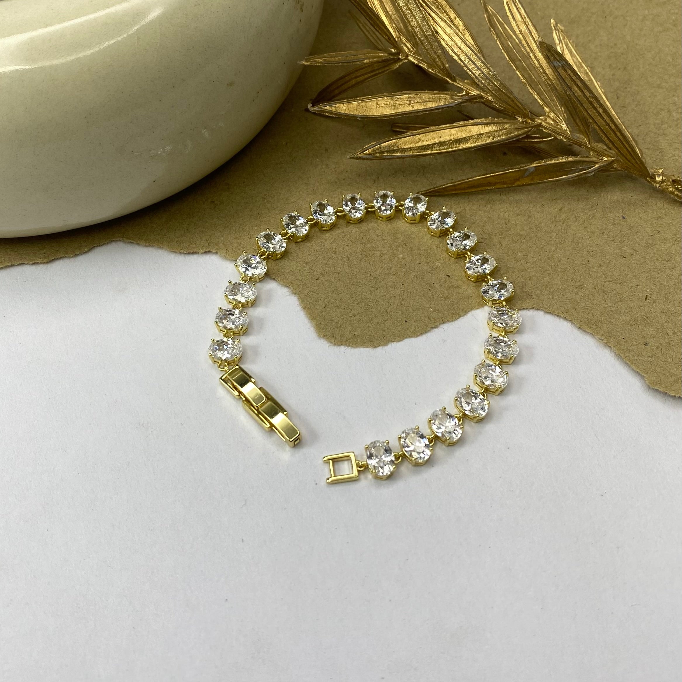 Elegant Golden Solitaire Tennis Bracelet
