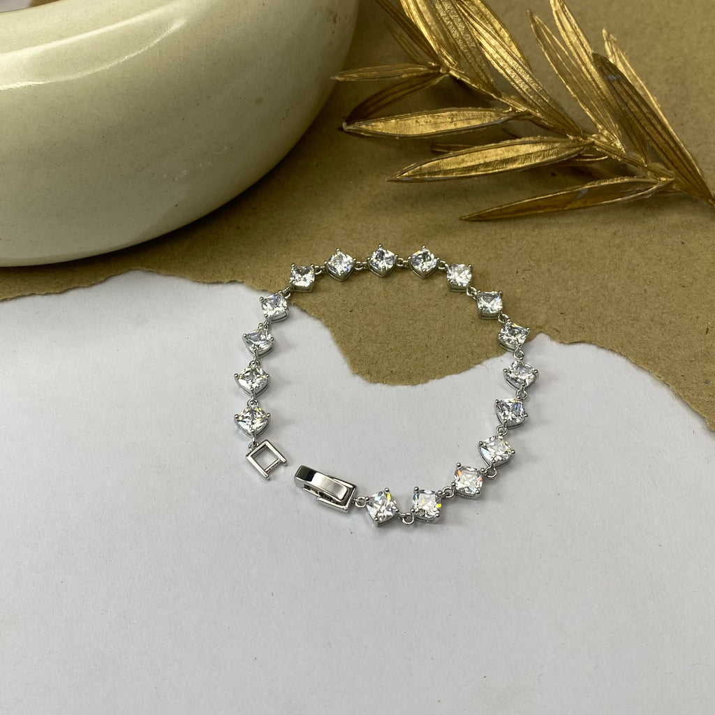 Minimalist Square Silver Tennis Bracelet