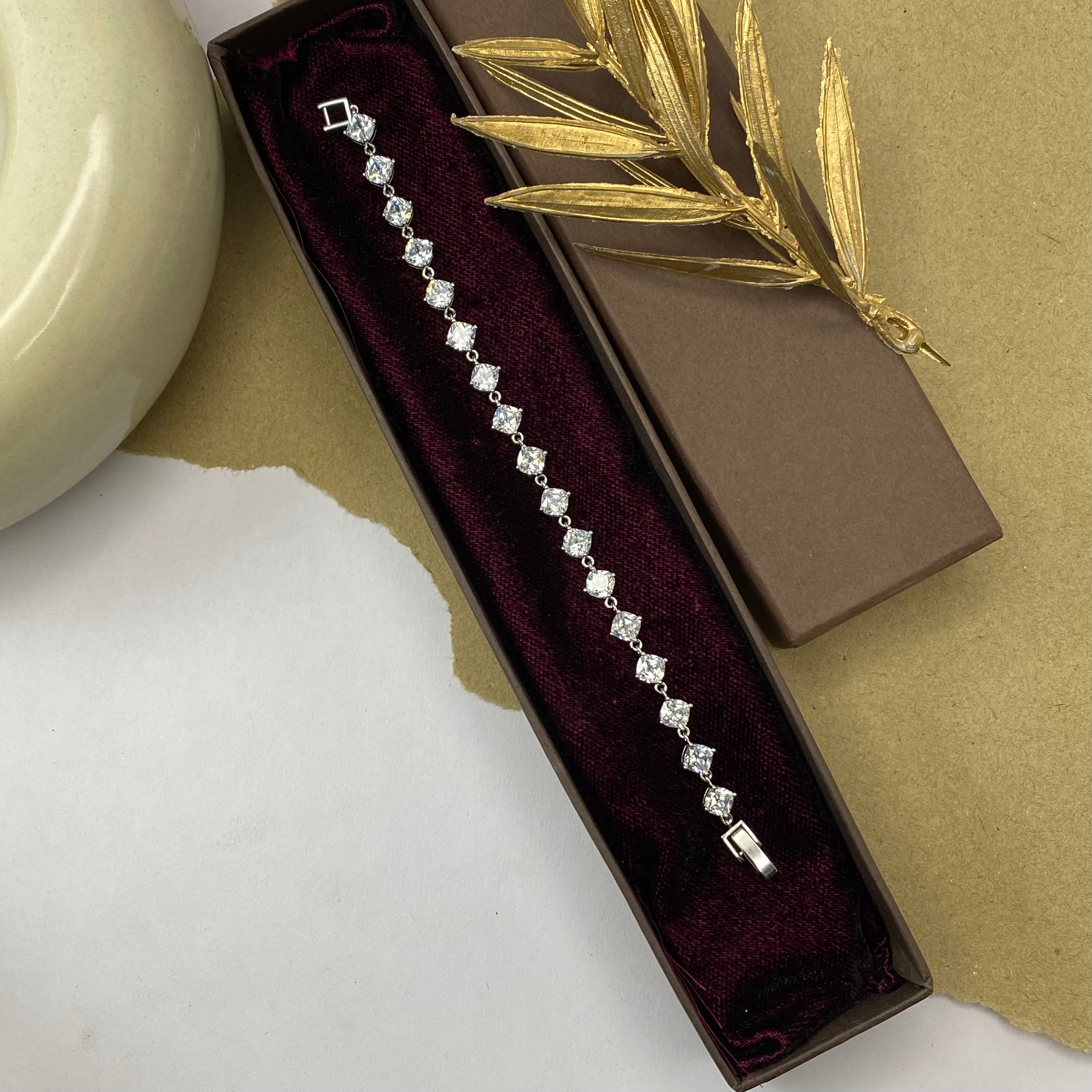 Minimalist Square Silver Tennis Bracelet