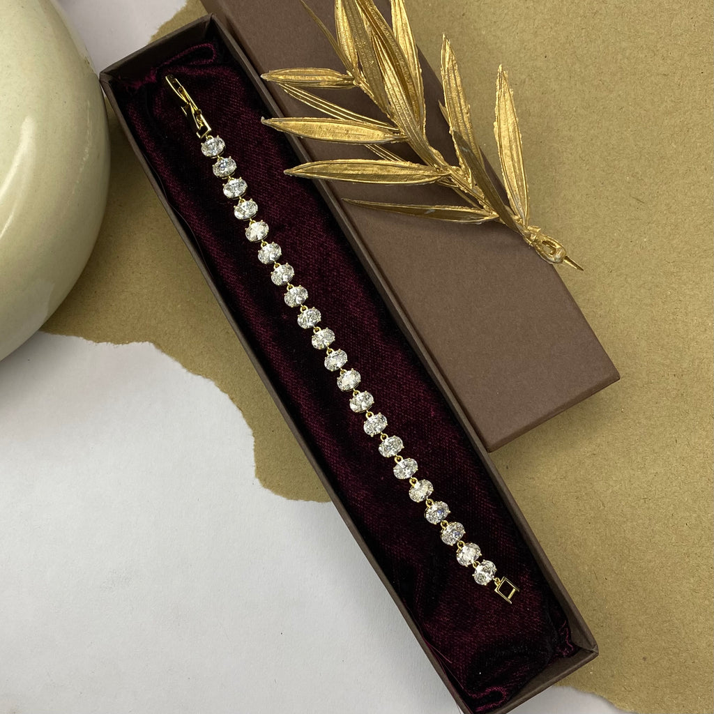 Elegant Golden Solitaire Tennis Bracelet