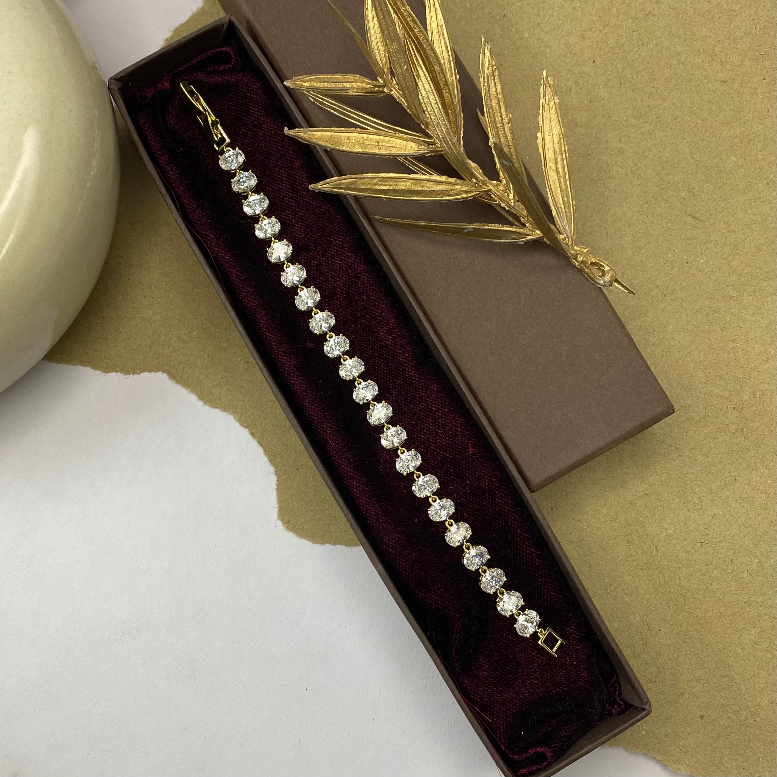 Elegant Golden Solitaire Tennis Bracelet
