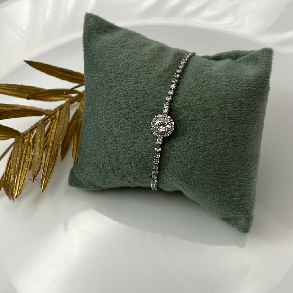 Elegant Silver Adjustable Stone Bracelet