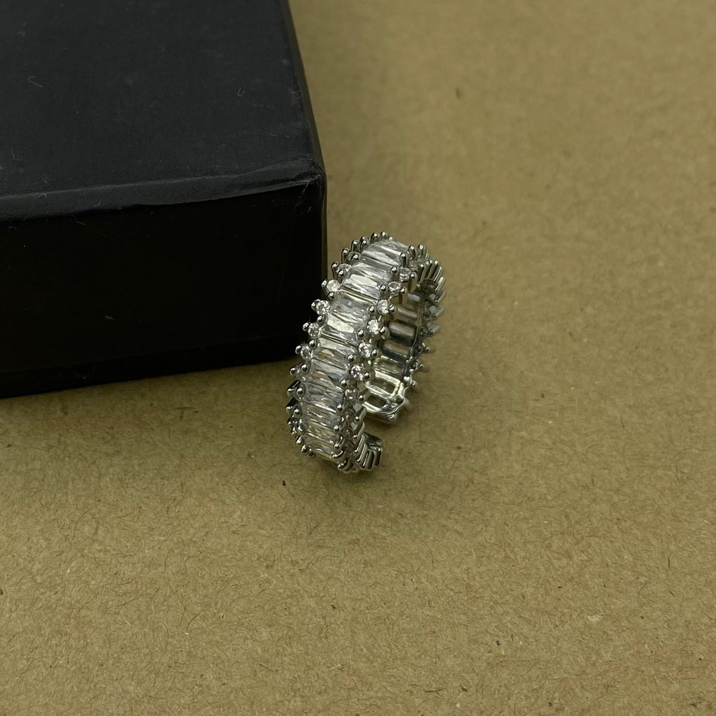 BAGUETTE STONE Silver Adjustable Ring