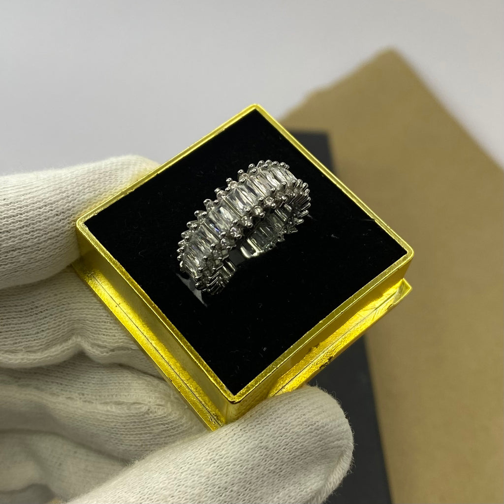 BAGUETTE STONE Silver Adjustable Ring