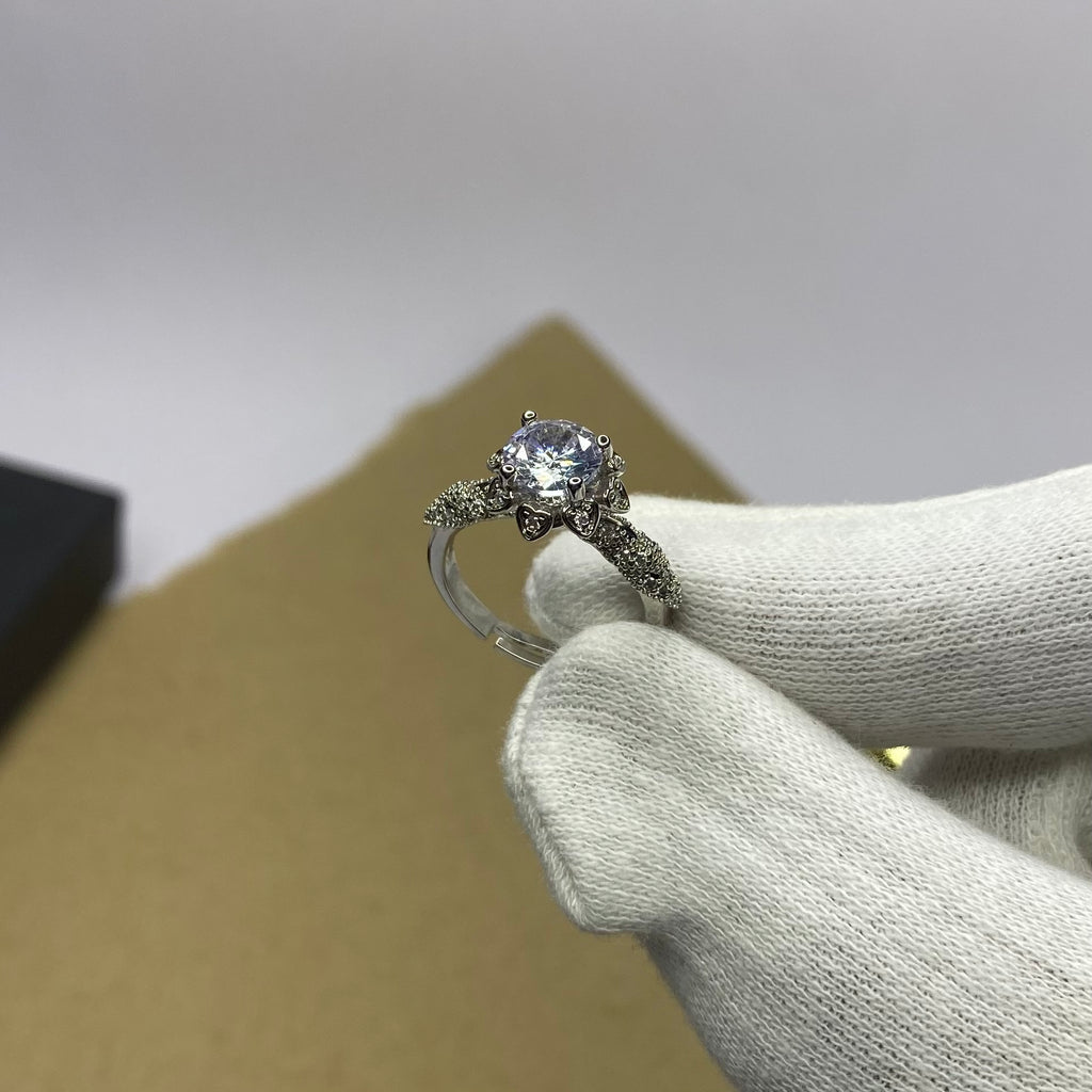 Stone Studded Solitaire Adjustable Ring