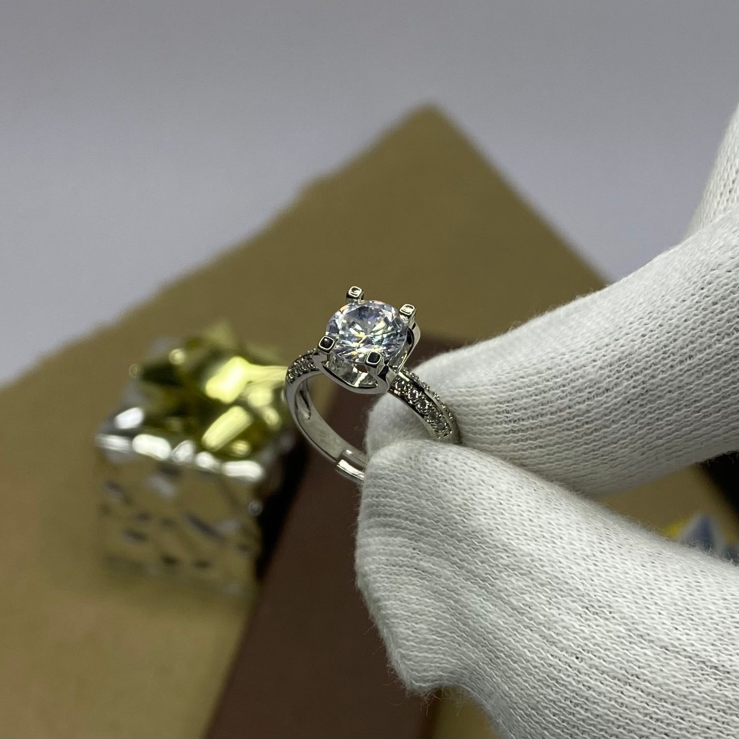 Stone Studded Solitaire Adjustable Ring