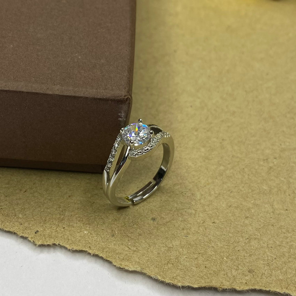 Stone Studded Solitaire Adjustable Ring