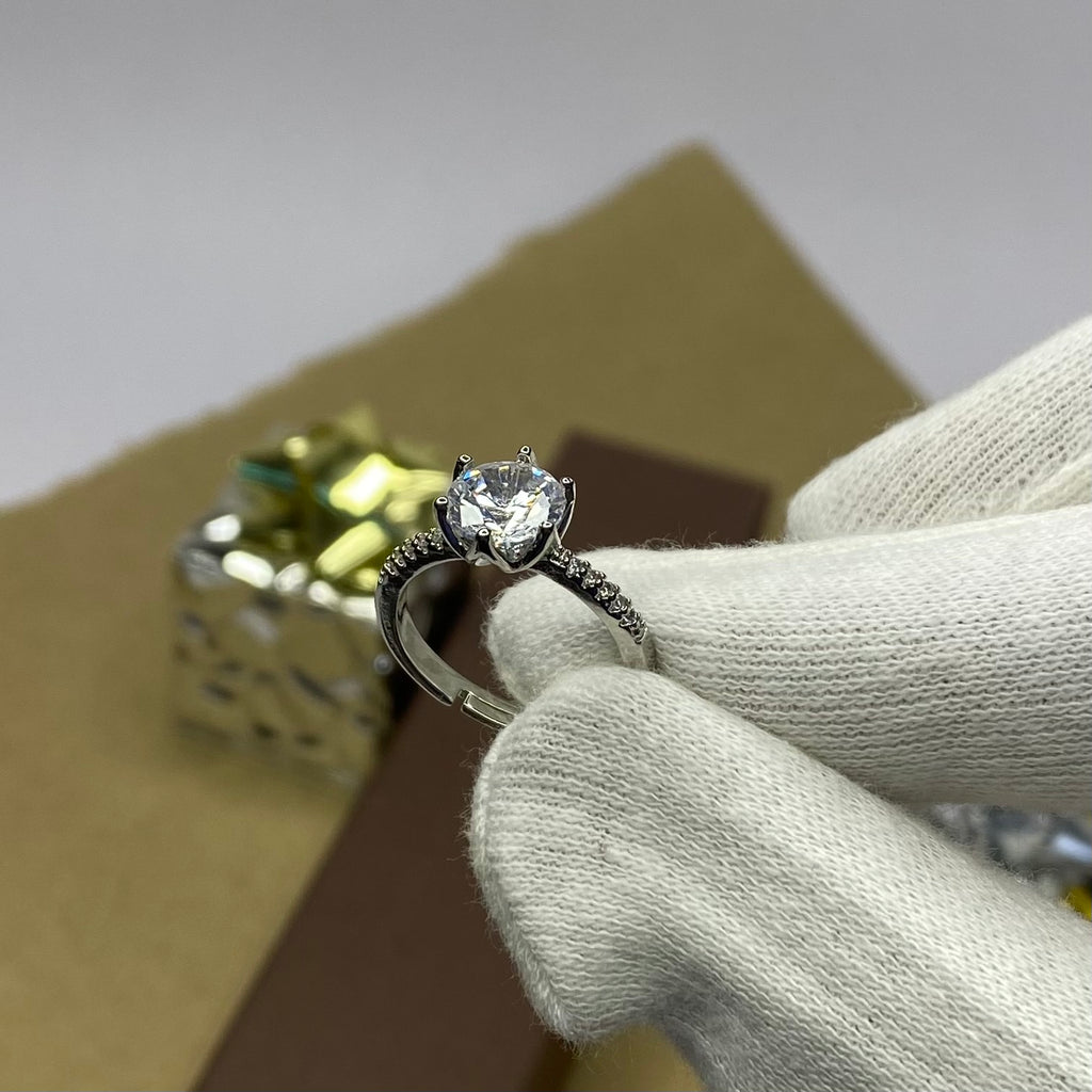Stone Studded Solitaire Adjustable Ring