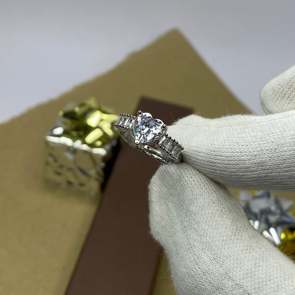 Stone Studded Solitaire Adjustable Ring