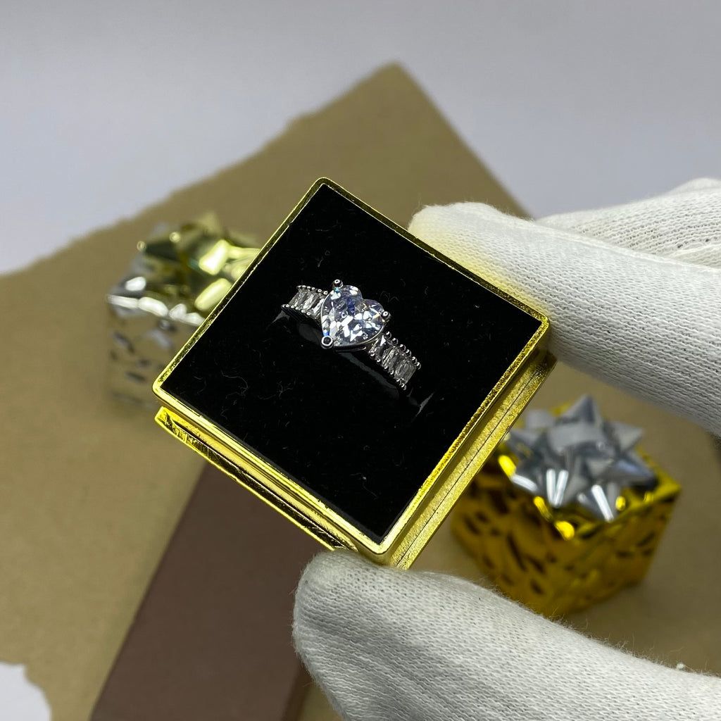 Stone Studded Solitaire Adjustable Ring