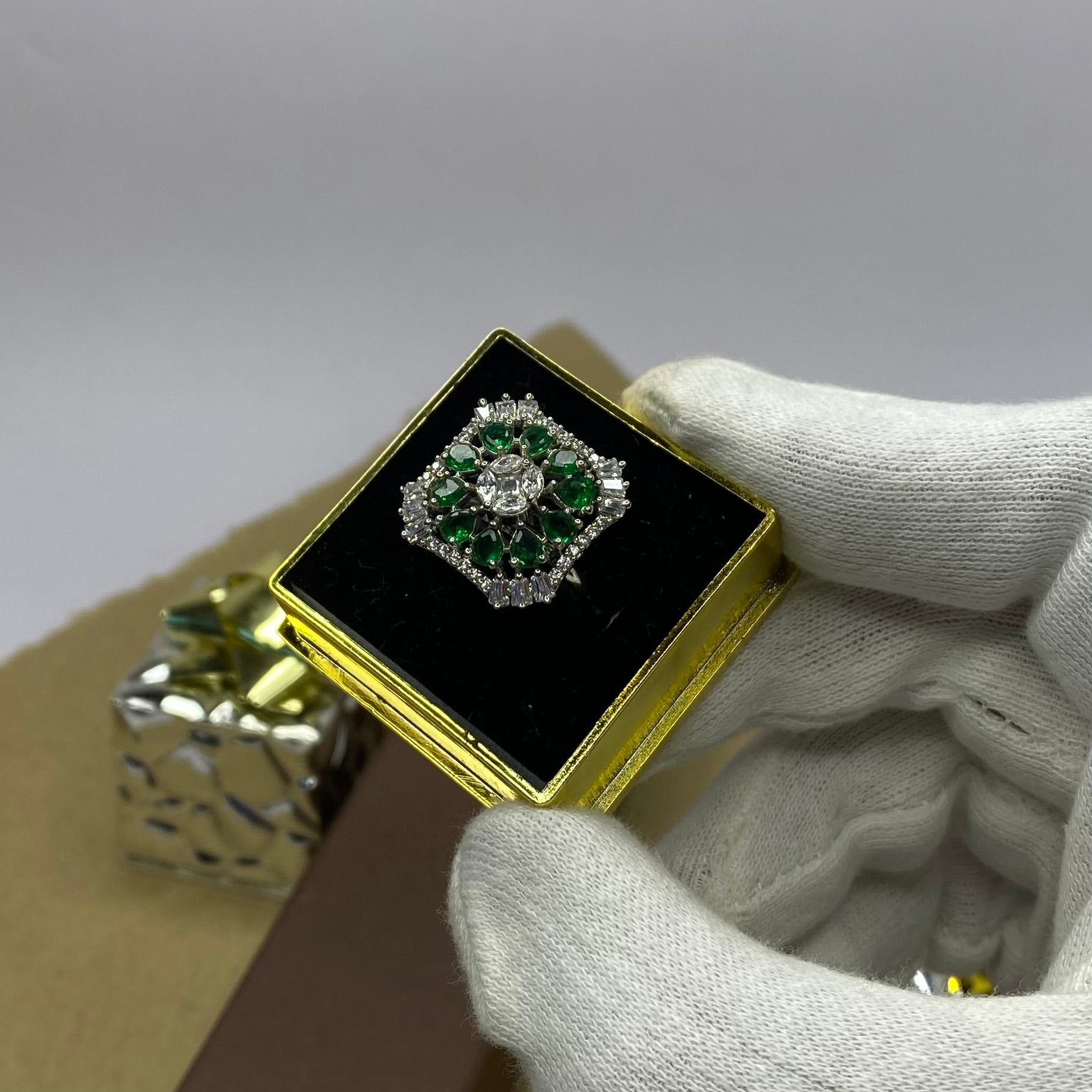 AD Floral Cluster Adjustable Ring