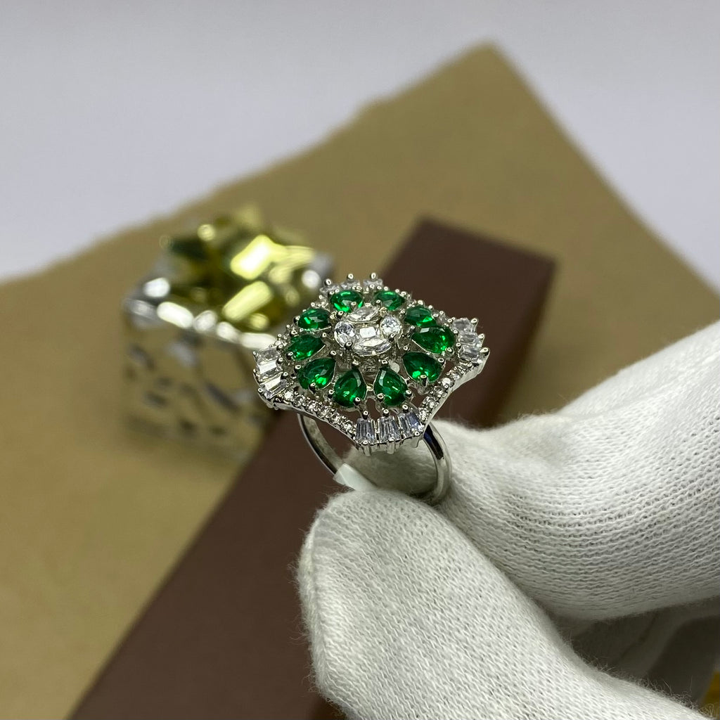 AD Floral Cluster Adjustable Ring