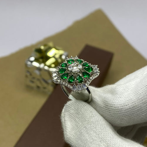 AD Floral Cluster Adjustable Ring