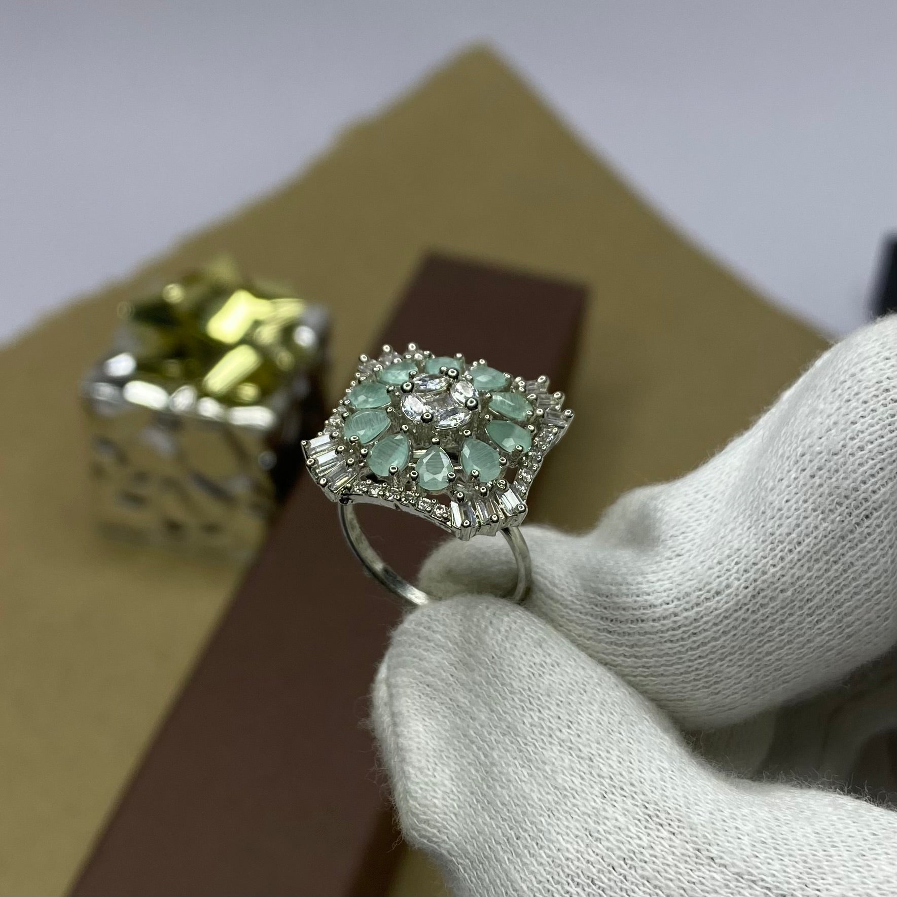 AD Floral Cluster Adjustable Ring