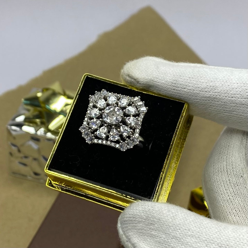 AD Floral Cluster Adjustable Ring