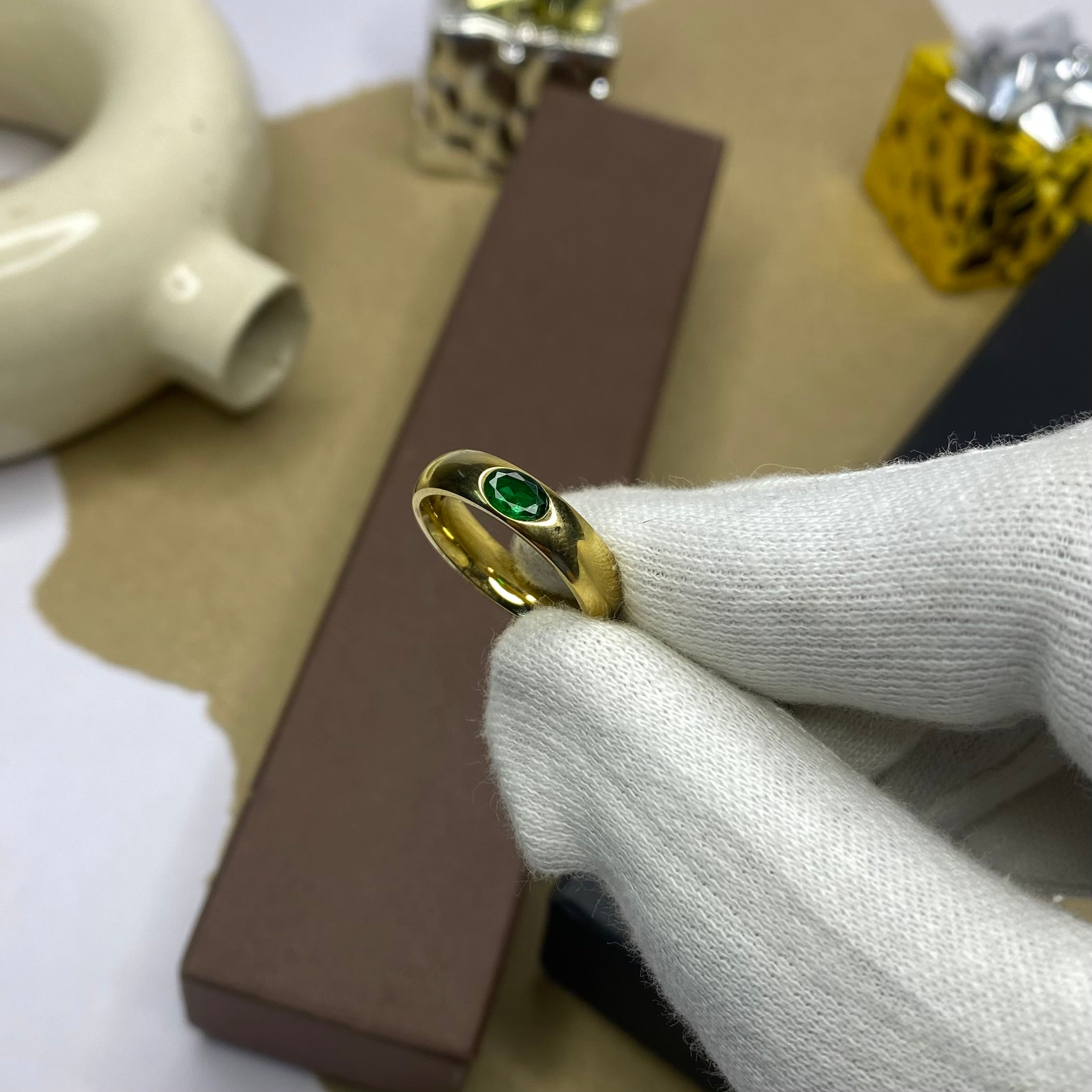Timeless Emerald Gold Plated Ring