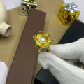 Golden Bloom Pearl Adjustable Ring