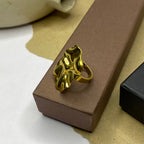 Golden Wave Statement Adjustable Ring