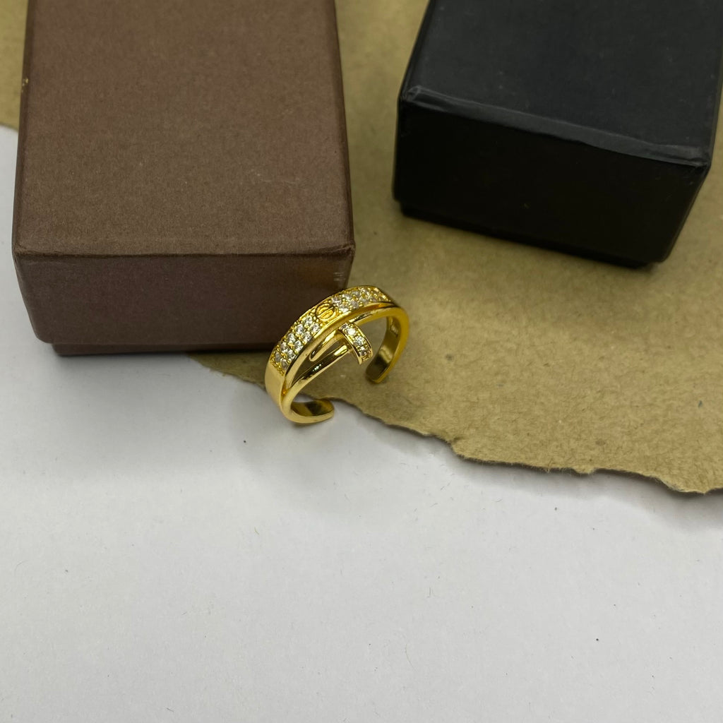 Gold Layered Stone Statement Adjustable Ring