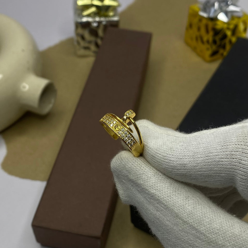 Gold Layered Stone Statement Adjustable Ring