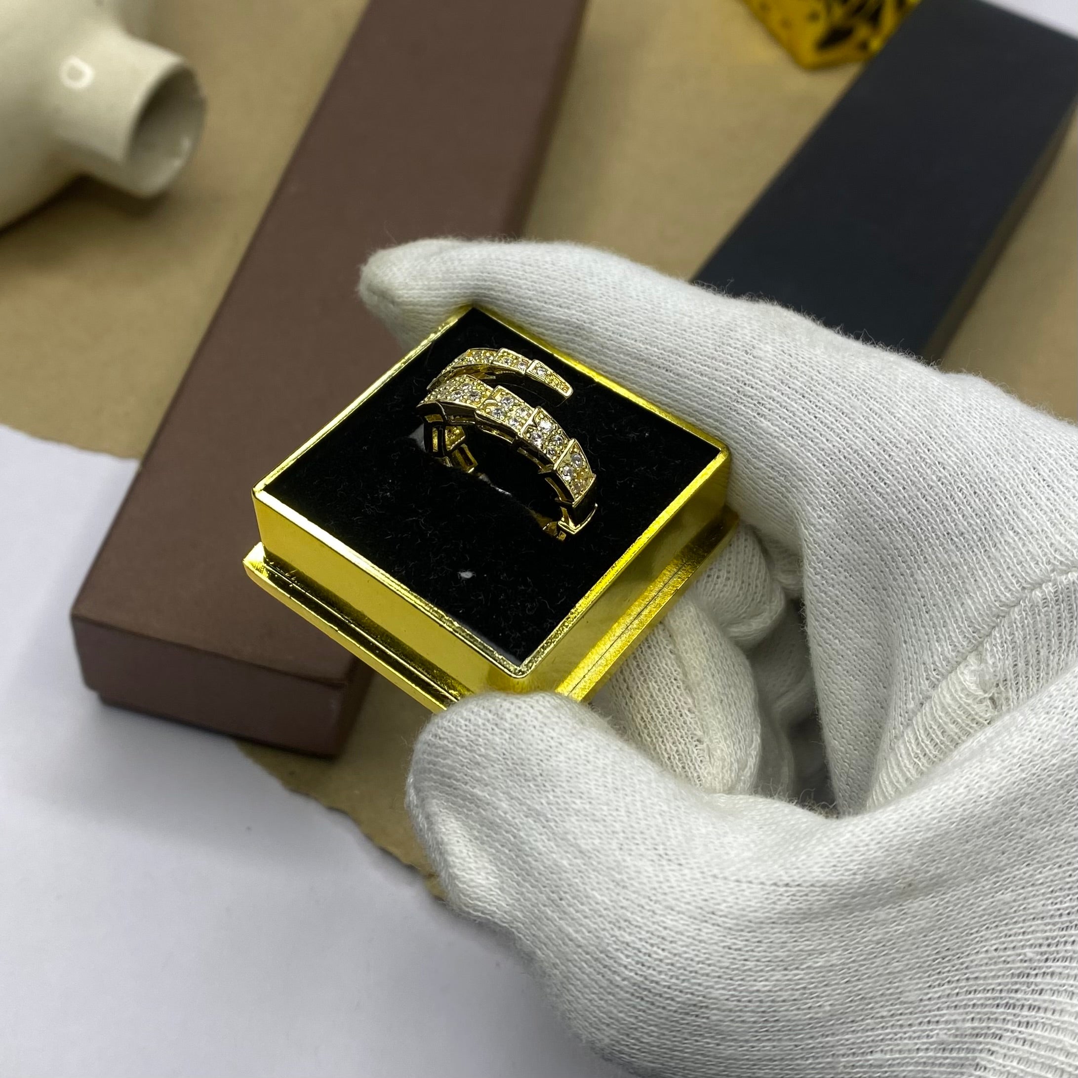Serpenti Inspired 18K Gold Plated Pavé Wrap Ring