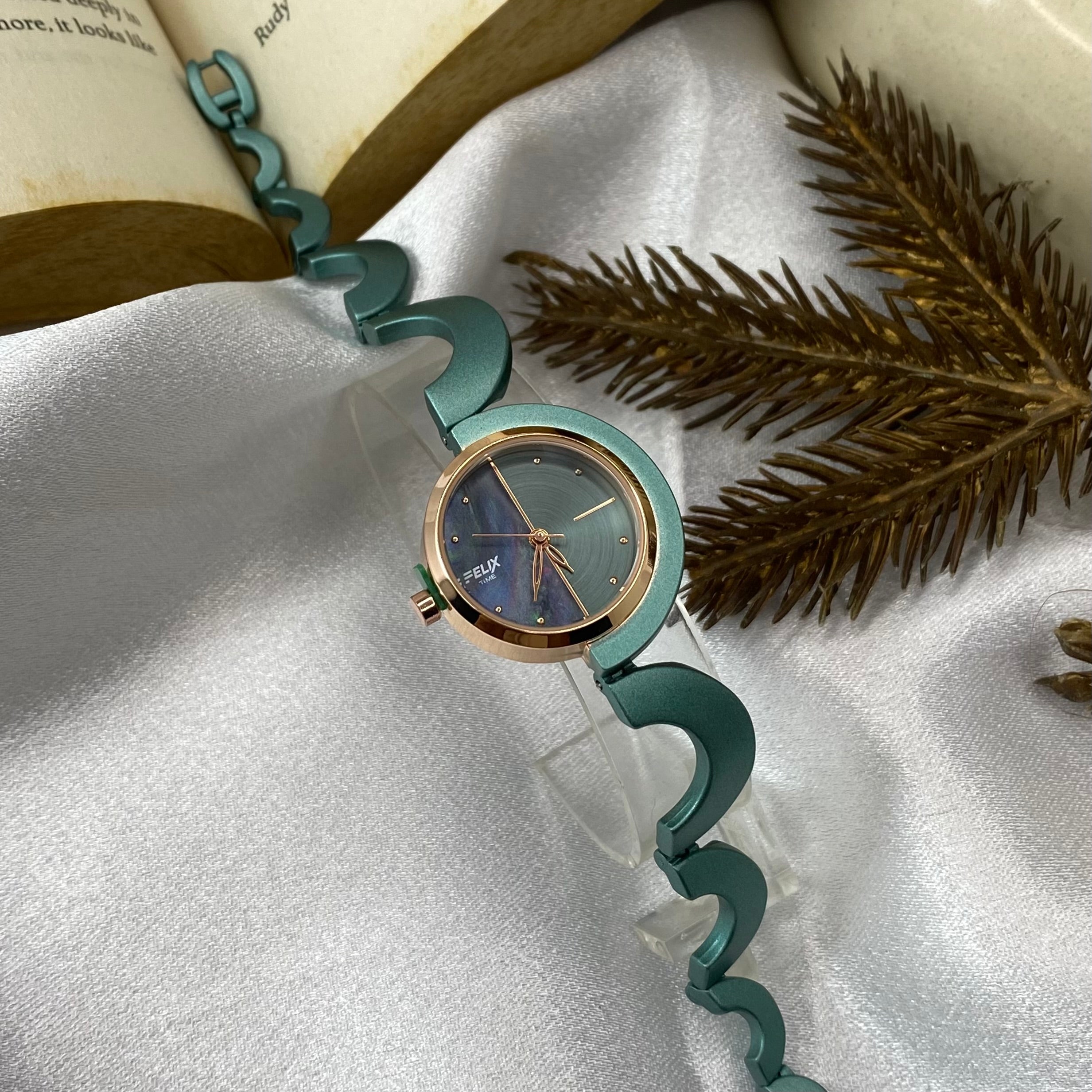 Felix Time Teal Wave Bangle Watch