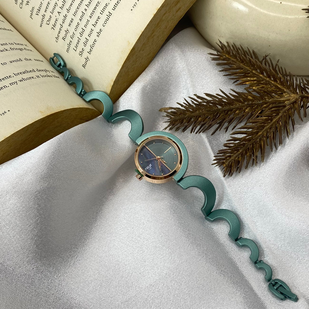 Felix Time Teal Wave Bangle Watch