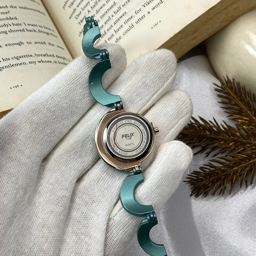 Felix Time Teal Wave Bangle Watch