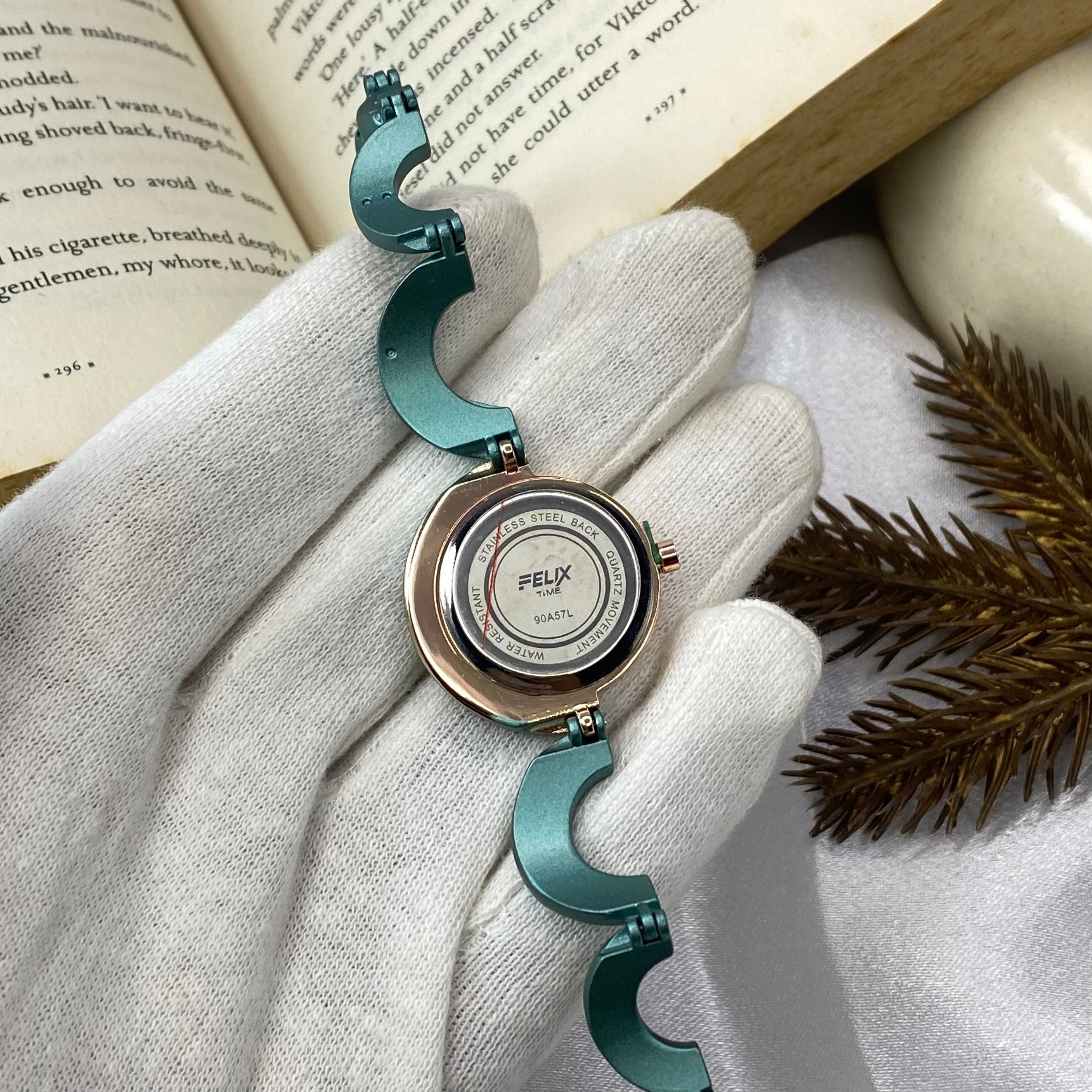 Felix Time Teal Wave Bangle Watch