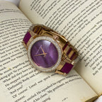 Slim Runway Rose Gold Tone and Berry Acetate Watch (MK4448)