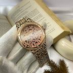 Oversized Lennox Animal Pavé Rose Gold Tone Watch (MK7334)