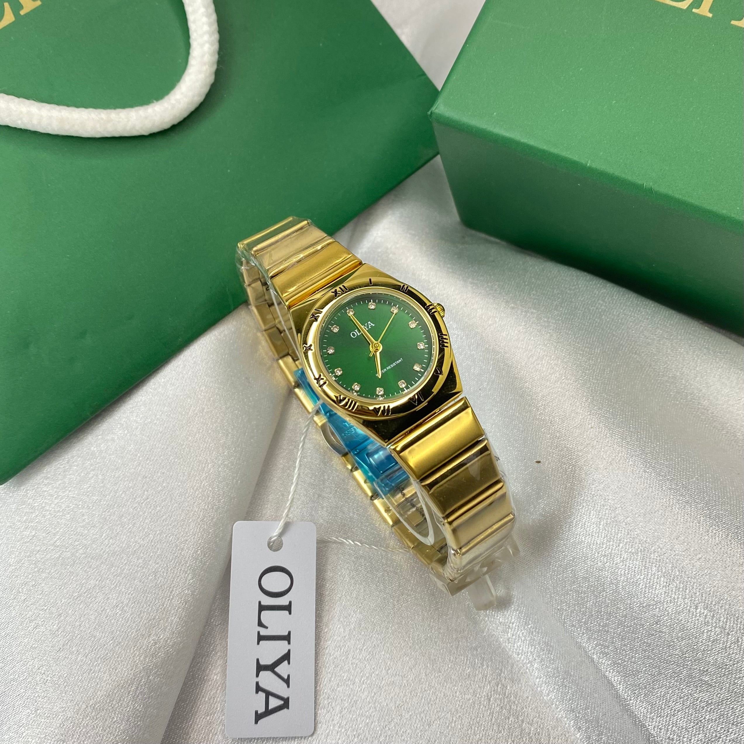 OLIYA Golden Emerald Bloom Watch