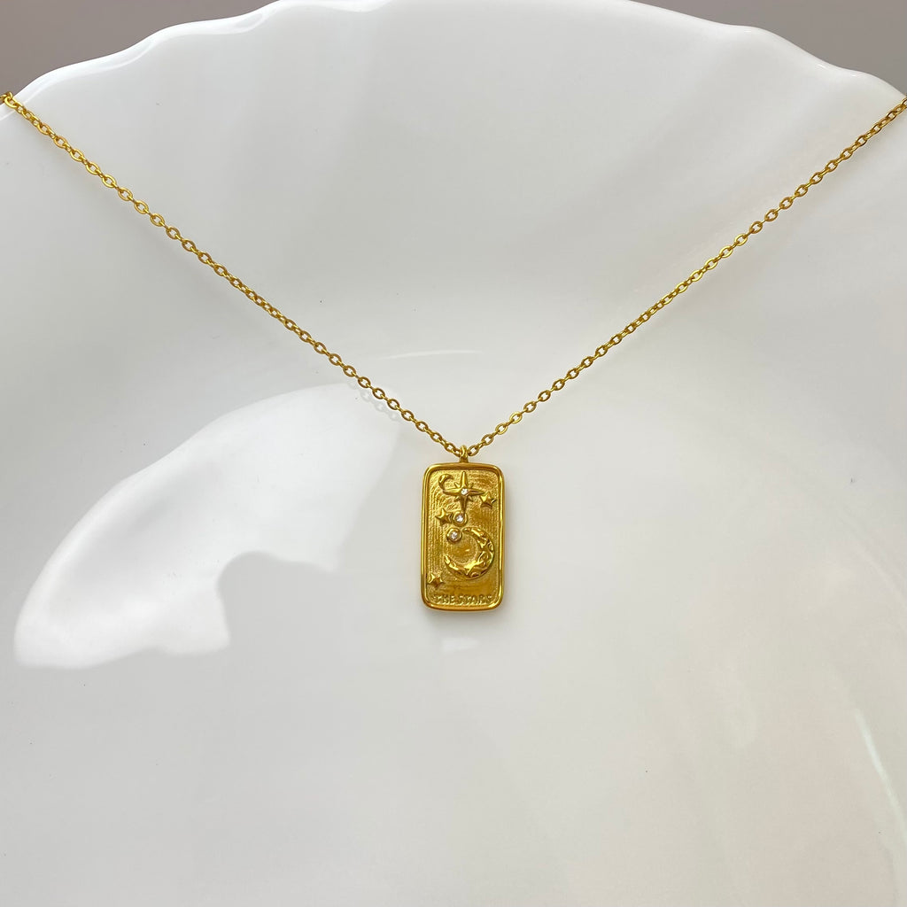 Golden Star Card Pendant Neckchain