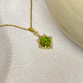 Peridot Green Crystal Halo Pendant Neckchain