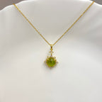 Peridot Green Crystal Halo Pendant Neckchain