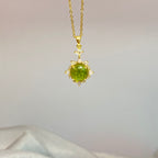 Peridot Green Crystal Halo Pendant Neckchain