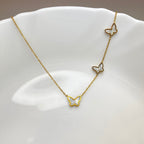 Triple Butterfly MOP Charm Neckchain