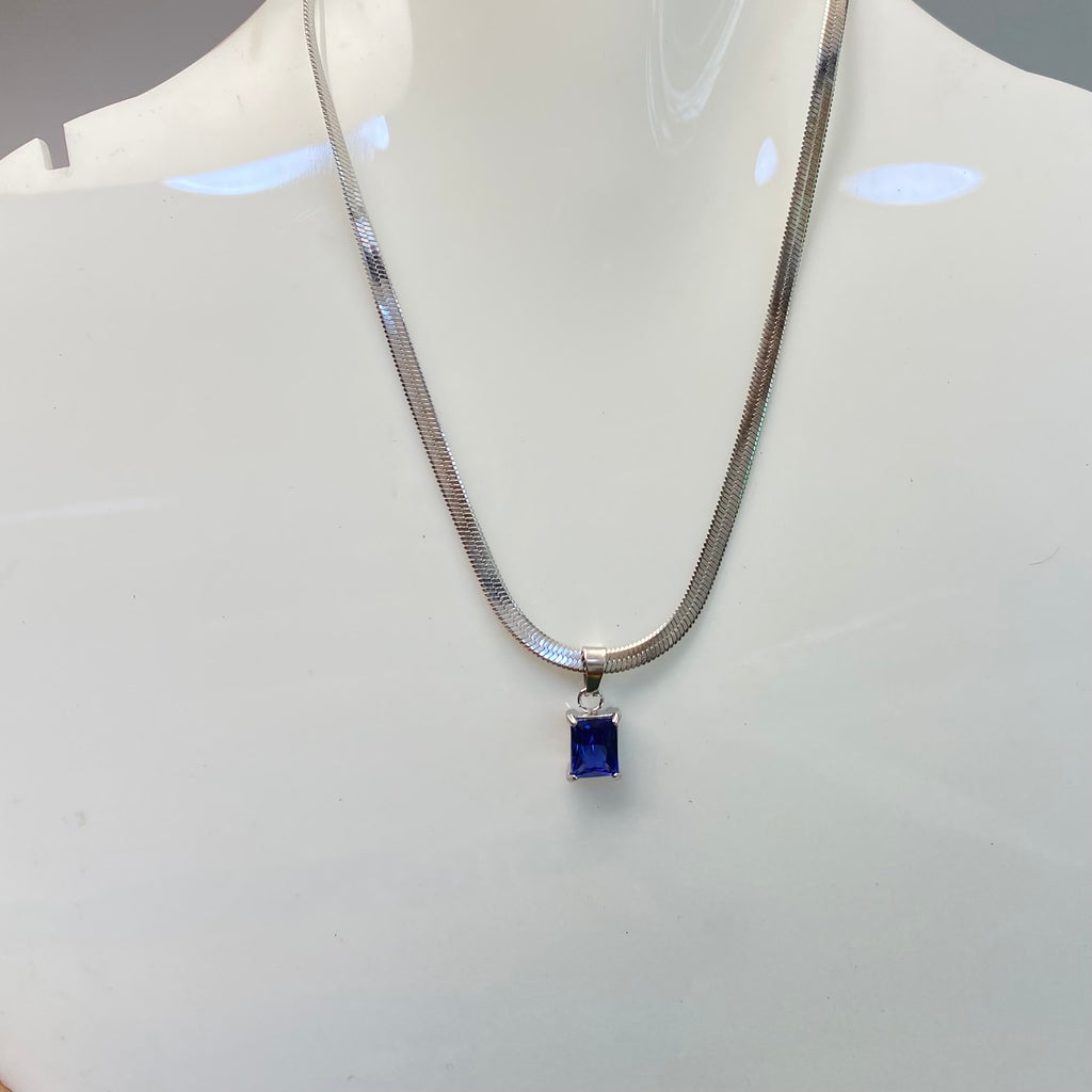 Minimal Blue Stone Snakechain Neckchain