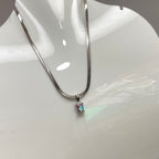 Minimal Pink Stone Snakechain Neckchain