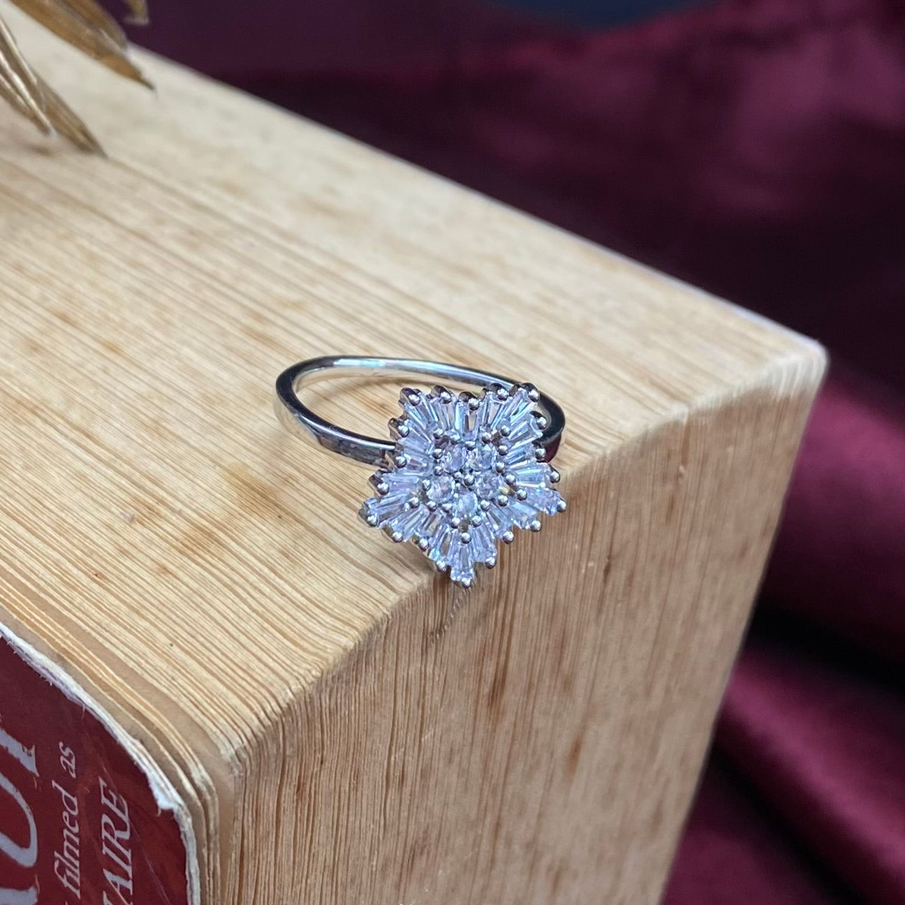 925 Sterling Silver Radiant Cluster Statement Ring