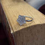 925 Sterling Silver Radiant Cluster Statement Ring