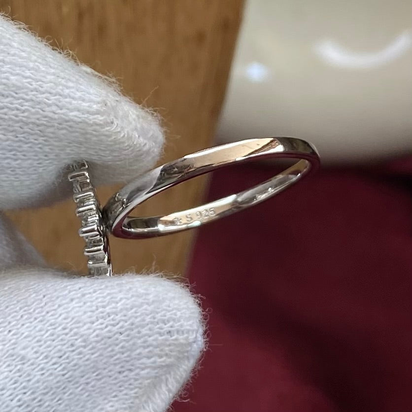 925 Sterling Silver Radiant Cluster Statement Ring