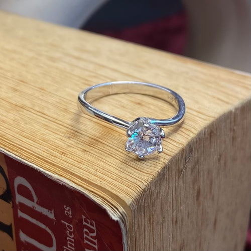 925 Sterling Silver Wave Solitaire Promise Ring