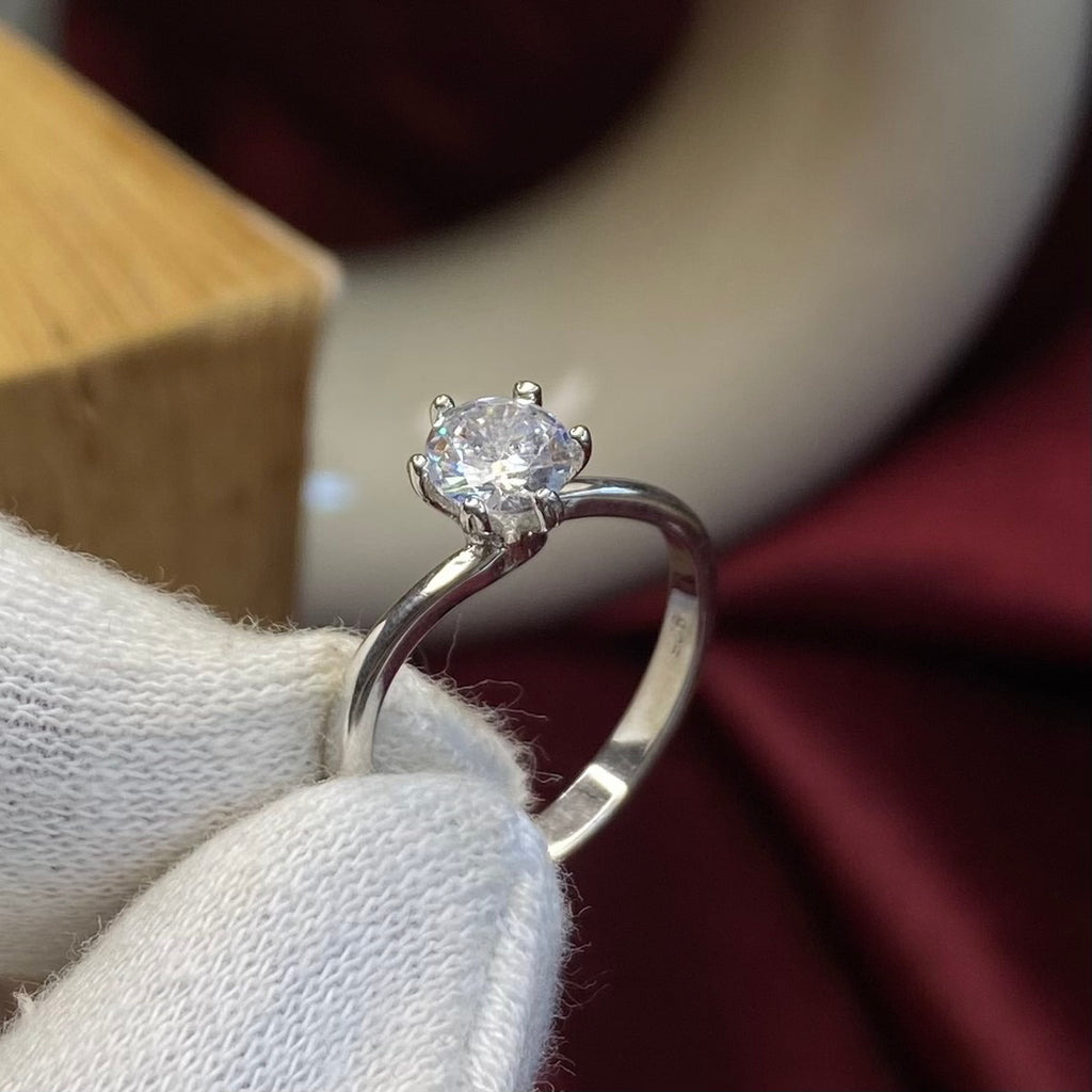 925 Sterling Silver Wave Solitaire Promise Ring
