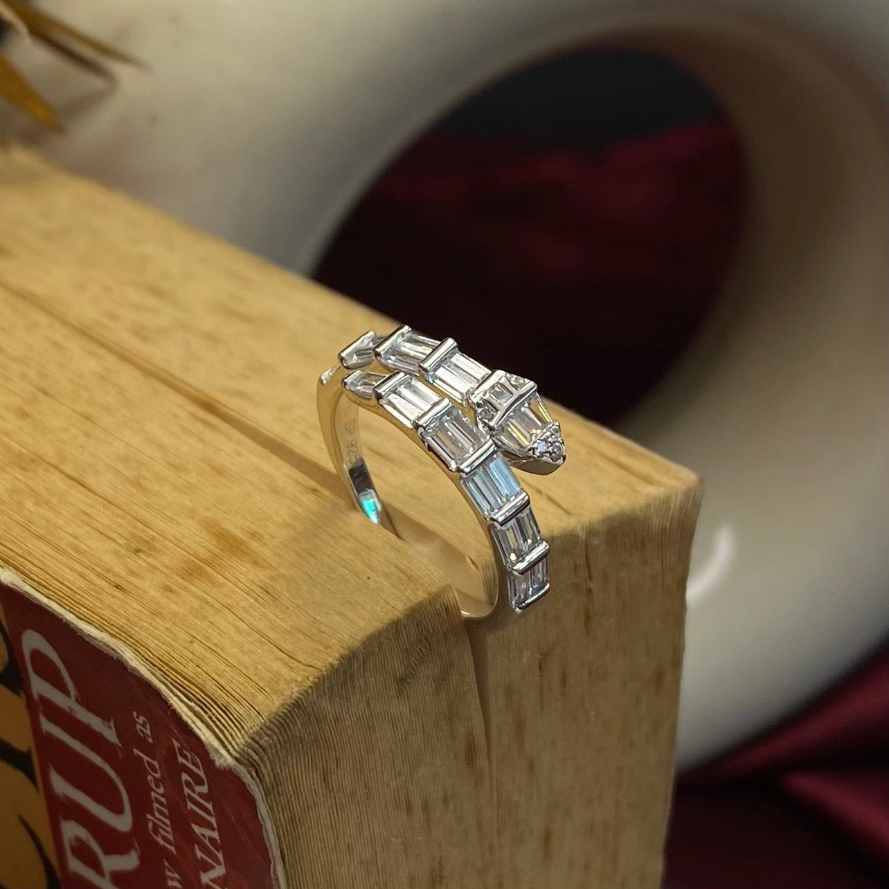 925 Sterling Silver Serpentine Baguette Wrap Ring
