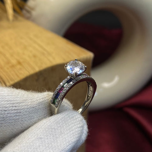 925 Sterling Silver Prism Sparkle Band Ring