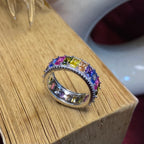 925 Sterling Silver Vivid Rainbow Eternity Ring