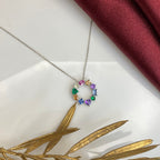 925 Sterling Silver Rainbow Halo Pendant