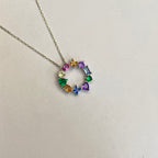 925 Sterling Silver Rainbow Halo Pendant