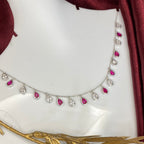 925 Sterling Silver Ruby & Crystal Teardrop Fringe Necklace